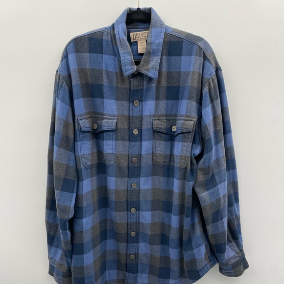 Duluth Trading Co Other - Duluth trading co cotton blue/black plaid snap button fleece lined Shirtjac
